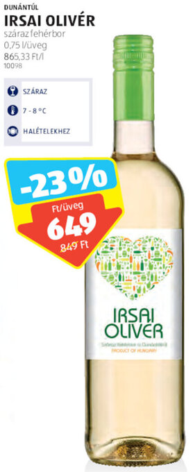ALDI Dunántúl Irsai olivér 0,75 l ajánlat