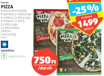 ALDI Pizz'ah Pizza 2 x 350 / 360 g ajánlat