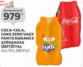 Auchan Coca-Cola, Coke zero vagy Fanta narancs szénsavas üdítőital 2 x 1,75 l ajánlat