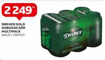 Auchan Dreher Gold dobozos sör multipack 6 x 0,5 l ajánlat