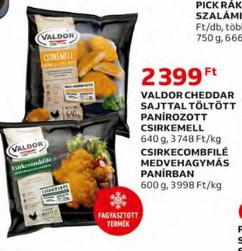Auchan Valdor Cheddar sajttal töltött panírozott csirkemell és egyéb 600 / 640 g ajánlat