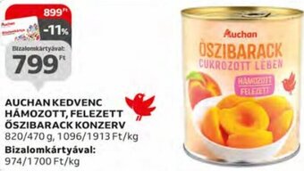 Auchan Auchan kedvenc hámozott, felezett őszibarack konzerv 820 / 470 g ajánlat