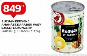 Auchan Auchan kedvenc Ananász darabok vagy szeletek konzerv 560 / 340 g ajánlat