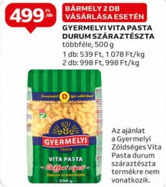 Auchan Gyermelyi Vita pasta durum száraztészta 500 g ajánlat