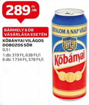 Auchan Kőbányai Világos dobozos sör 0,5 l ajánlat