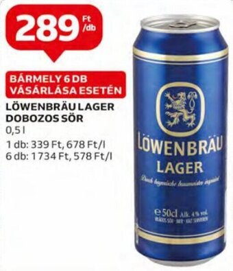 Auchan Löwenbräu Lager dobozos sör 0,5 l ajánlat