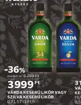 Auchan Várda Keserű likőr vagy szilva keserű likőr 0,7 l ajánlat
