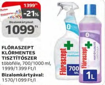 Auchan Flóraszept Klórmentes tisztítószer 700 / 1000 ml ajánlat