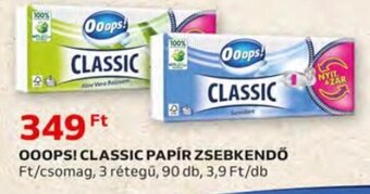 Auchan Ooops! Classic papír zsebkendő 90 db ajánlat