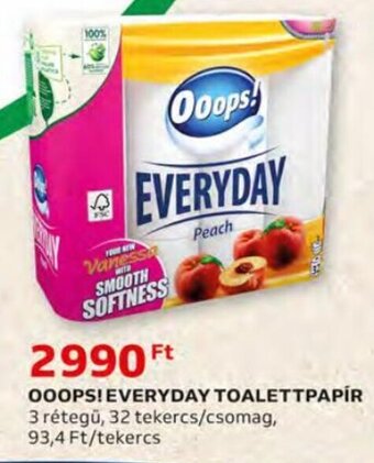 Auchan Ooops! Everyday toalettpapír 32 tekercs ajánlat
