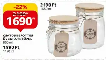 Auchan Csatos befőttes üveg fa tetővel 1 db ajánlat