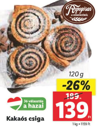 Lidl Kakaós csiga 120 g ajánlat