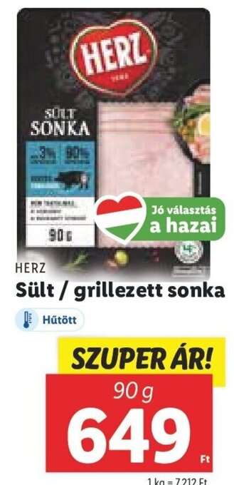 Lidl Herz Sült / grillezett sonka 90 g ajánlat