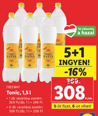 Lidl Freeway Tonic 1,5 l ajánlat