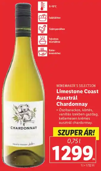 Winemaker's Selection Limestone Coast Ausztrál Chardonnay 0,75 l