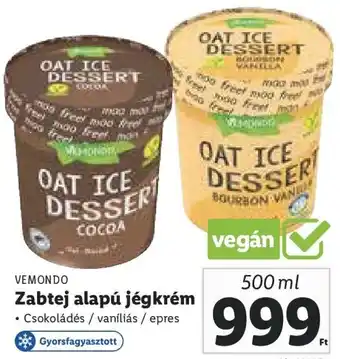 Lidl Vemondo Zabtej alapú jégkrém 500 ml ajánlat