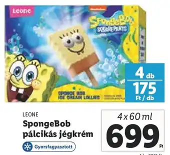 Lidl Leone SpongeBob pálcikás jégkrém 4 x 60 ml ajánlat