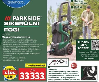 Lidl Parkside Magasnyomású tisztító 1 db ajánlat