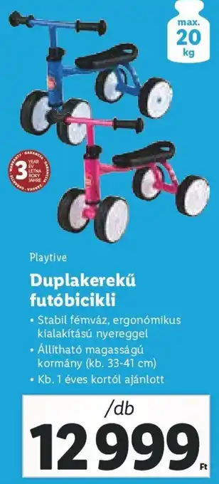 Lidl Playtive Duplakerekű futóbicikli 1 db ajánlat