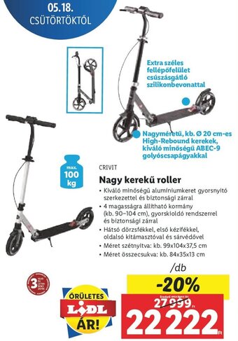 Lidl Crivit Nagy kerekű roller 1 db ajánlat