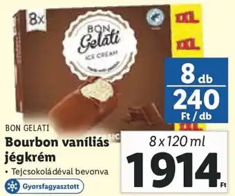 Lidl Bon Gelati Bourbon vaníliás jégkrém 8 x 120 ml ajánlat