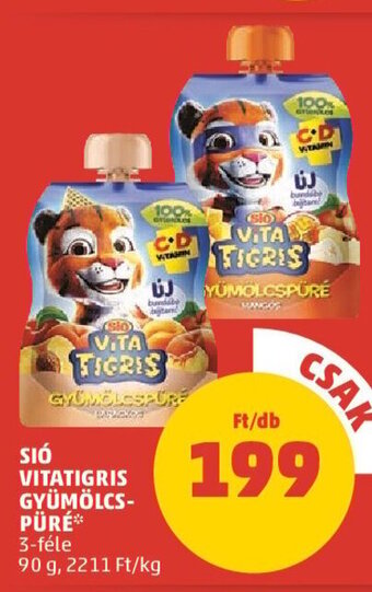 PENNY Sió Vitatigris gyümölcs- püré 90 g ajánlat