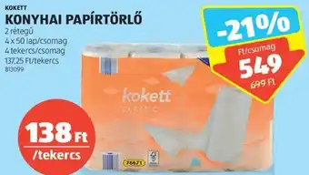 ALDI Kokett Konyhai papírtörlő 4 x 50 lap ajánlat