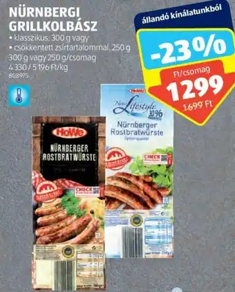ALDI Nürnbergi grillkolbász 250 / 300 g ajánlat