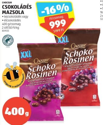 ALDI Choceur Csokoládés mazsola 400 g ajánlat
