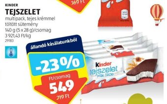 ALDI Kinder Tejszelet 5 x 28 g ajánlat
