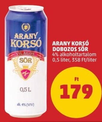 PENNY Arany Korsó dobozos sör 0,5 l ajánlat