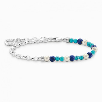 Thomas sabo charm karkötő blue beads, pearls and chain links  karkötő a2100-056-7