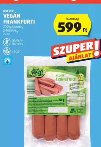 ALDI Just Veg! Vegán frankfurti 200 g ajánlat