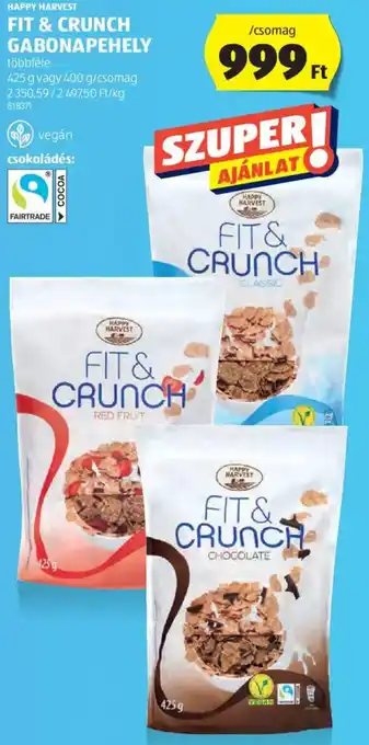 ALDI Happy Harvest Fit & crunch gabonapehely 400 / 425 g ajánlat