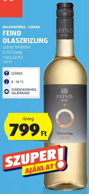ALDI Balatonfüred-Csopak Feind olaszrizling 0,75 l ajánlat