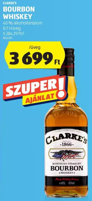 Clarke's Bourbon whiskey 0,7 l
