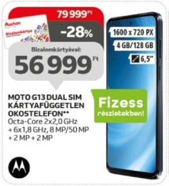Auchan Moto G13 dual sim kártyafüggetlen okostelefon 1 db ajánlat