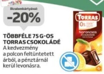 Auchan Többféle 75 g-os Torras csokoládé ajánlat