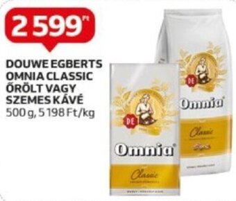 Auchan Douwe Egberts Omnia classic őrölt vagy szemes kávé 500 g ajánlat