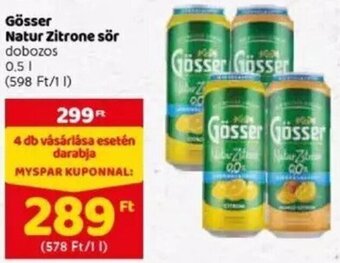 Spar Gösser Natur zitrone sör 0,5 l ajánlat