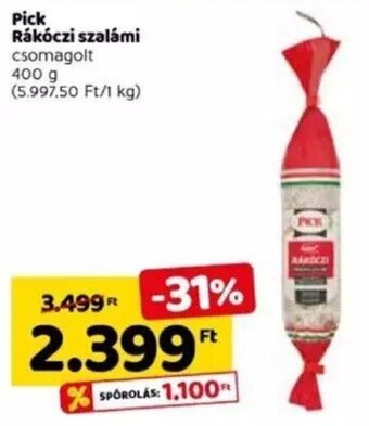 Spar Pick Rákóczi szalámi 400 g ajánlat