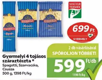 Coop Gyermelyi 4 tojásos száraztészta 500 g ajánlat