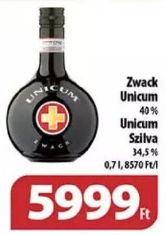 Coop Zwack Unicum / Unicum szilva 0,7 l ajánlat
