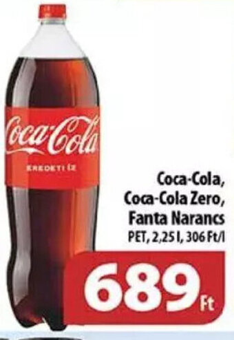 Coop Coca-Cola, Coca-Cola Zero, Fanta narancs 2,25 l ajánlat