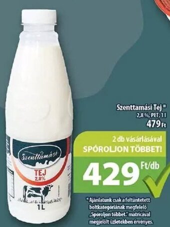 Coop Szenttamási Tej 1 l ajánlat