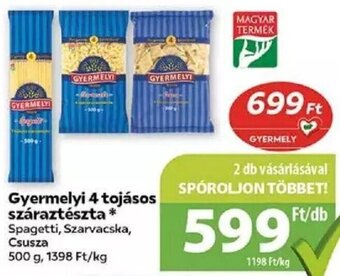 Coop Gyermelyi 4 tojásos száraztészta 500 g ajánlat