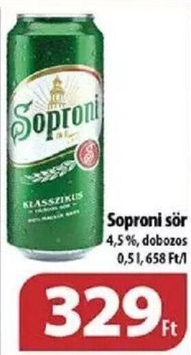 Coop Soproni sör 0,5 l ajánlat