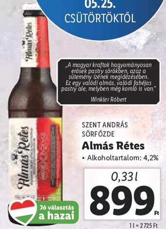 Szent András Sörfőzde Almás rétes 0,33 l
