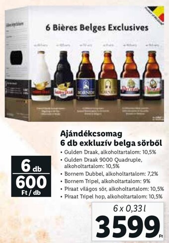 Lidl Ajándékcsomag 6 db exkluzív belga sörből 6 x 0,33 l ajánlat