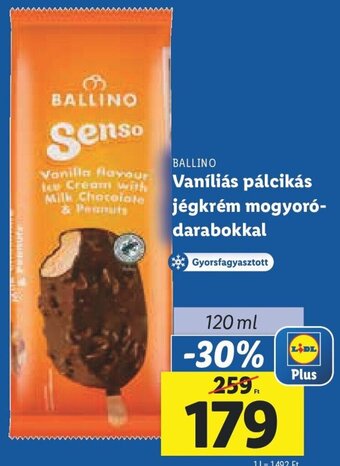 Lidl Ballino Vaníliás pálcikás jégkrém mogyoró- darabokkal 120 ml ajánlat
